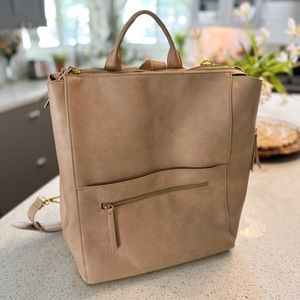 The Fawn + Nordstrom Square Diaper Bag - Beige Leather